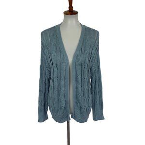 Sablyn Cardigan Small Blue Silk Cotton Long Sleeve Open Front Lightweight